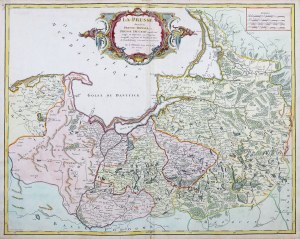 KRÁĽOVSKÉ PRUSKO. Mapa kráľovského a vojvodského Pruska; zostavil. G. Robert de Vaugondy