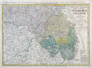 UPPER SILESIA, CIESZYN, RACIBÓRZ, OPOLE, OPAWA, KARNIÓW, ZĄBKOWICE ŚLĄSKIE, NYSA, ZIĘBICE. Map of Upper Silesia; compiled by. J.M. Haas, taken from: Atlas Silesiae [...].