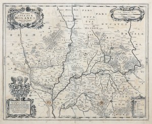 WOŁÓW. Mapa Wolowského knížectví; sestavil. J. Scultetus, vydal Johannes Janssonius, Amsterdam 1649