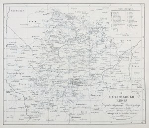 ZŁOTORYJA. Mapa powiatu złotoryjskiego - pierwsza mapa po likwidacji księstw, z zaznaczonym nowym podziałem administracyjnym; rys. Schilling, lit. C.G. Gottschling