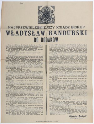 LWÓW. Najprzewielebniejszy Ksiądz biskup Władysław Bandurski do rodaków. - Afisz w formie listu pasterskiego (Wiedeń, 3.06.1915)
