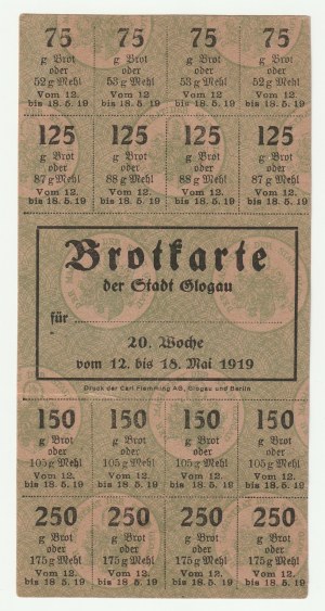 GŁOGÓW. Chlebová karta platná 12-18.05.1919