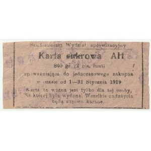 SANDOMIERZ. Dwie kartki cukrowe wydane przez Sandomierski Wydział Aprowizacyjny