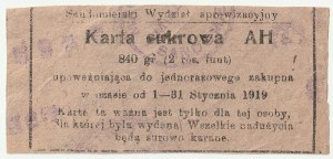 SANDOMIERZ. Two sugar cards issued by the Sandomierz Provisioning Department