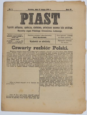 PIAST. Deux numéros de l'organe suprême du Stronnictwo Ludowe polonais édité par J. Rączkowski.