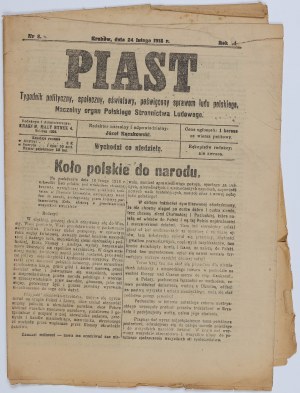 PIAST. Deux numéros de l'organe suprême du Stronnictwo Ludowe polonais édité par J. Rączkowski.