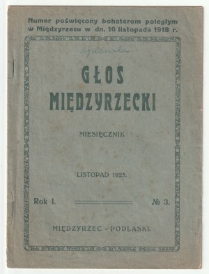 MIĘDZYRZECZ PODLASKI. The bloody days of Miedzyrzecz. Voice of Miedzyrzecz. No. 3 of November 1925.
