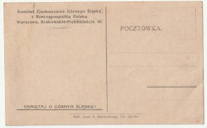 GÓRNY ŚLĄSK. Postcard with map The plebiscite area of Upper Silesia, published by the Committee for the Unification of Upper Silesia with the Republic of Poland, 1921