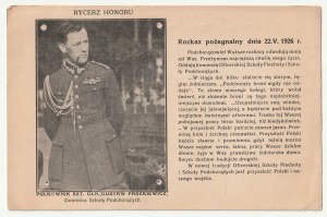 WARSZAWA. Rycerz honoru - spocztówka z 1926 z portretem płk. szt. gen. Gustawa Paszkiewicza (1892-1955)