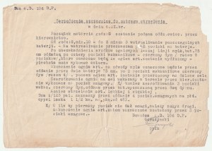 GRUDZIĄDZ. ŠPECIÁLNA OBJEDNÁVKA pre ostrú streľbu na 6.IX. (b.r.), ktorý vydal podplukovník Goryczński veliteľ A.D. 106 D.P.