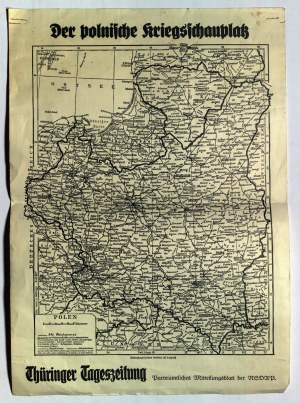 MAPA poľského vojnového priestoru. Prevzaté z Thüringer Tageszeitung NSDAP