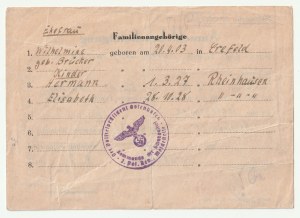 GDYNIA. Anmeldebescheinigung - report for a settler from Germany (Württemberg) in place of an expelled Pole, 8.07.1943