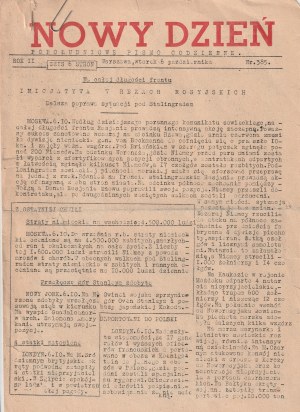 NUOVO GIORNO. Quotidiano del pomeriggio, 06.10.1942, tra le altre cose: il Paese non tollererà la passività