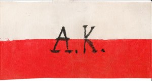 VARŠAVA. Povstalecká páska na ruku, ktorú vyrobil Zbigniew Blichewicz alias Szczerba v londýnskom exile