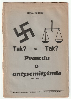 ANTISEMITISMUS - HARAND Irena. Ano? Je to tak? Pravda o antisemitismu, Vídeň 1933