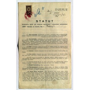 STATUTES of the Society for the Care of Chalutzim (pioneers) and Palestinian emigrants EZRA (Care) in Lviv
