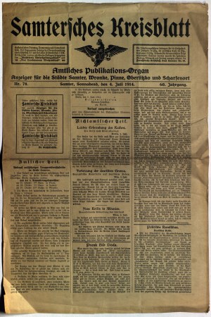 SZAMOTUŁY. Samtersches Kreisblatt, 04.07.1914, p. 4, giornale di quartiere