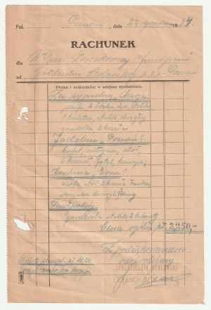 POZNAŃ - MODERNISM. A bill from the Carpentry Cooperative