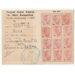 FRANCJA. Zestaw 4 dokumentów po Annie Kasperek, członkini Związku Kobiet Polskich we Francji im. Marii Konopnickiej