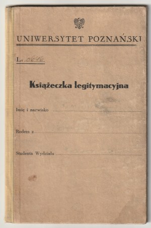 POZNAŃ. Index de Łucja Kierzkówna d'Oborniki, étudiante à la faculté de droit et d'économie de l'université de Poznań.