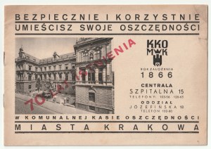 KRAKOW. Brochure advertising the services of the Municipal Savings Bank