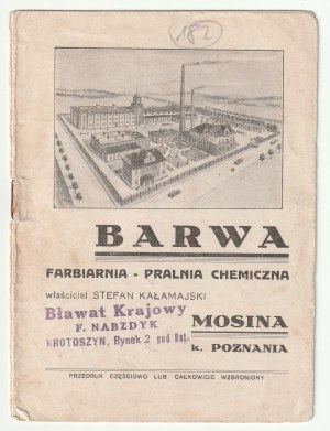 MOSINA, POZNAŃ. Stampa pubblicitaria della tintoria e lavanderia a secco Barwa