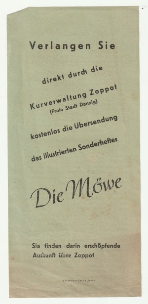 SOPOT. Fremdenverkehrsbroschüre von vor 1939, Kasino