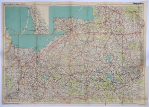 EASTERN PRUSSIA. Car and bicycle map