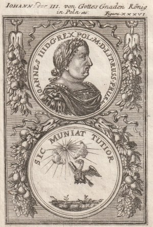 JAN III Sobieski (1629-1696). Portrét krále podle medaile Jana Höhna mladšího z Gdaňska.