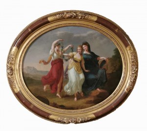 Angelika KAUFFMANN (1741-1807)-nach, Allegorische Szene - Die Schönheit, die sich von der Klugheit leiten lässt, weist den Witz zurück, der die Bitten des Wahnsinns verachtet