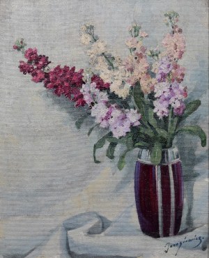 Janusz JAROSIEWICZ (1894-1974), Fleurs dans un vase marron