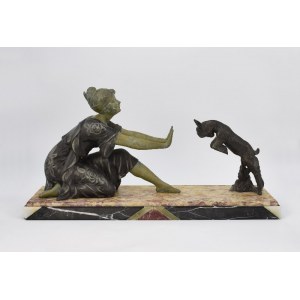 Umelec nešpecifikovaný, Žena s kozou, art déco socha