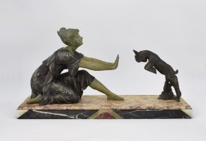 Artist unspecified, Woman with goat, art déco sculpture