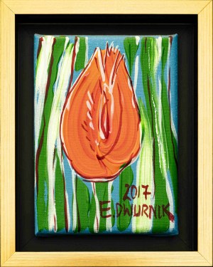 Edward Dwurnik, Oranžový tulipán, 2017