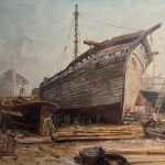 A.MARTUCCI, Sailboats in the shipyard - A. Martucci