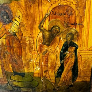 ANONIMO, biblická scéna na zlatom pozadí