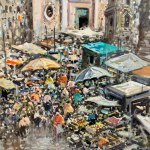 A. RADICE, Scène de marché à Naples (Piazza del Carmine) - A. Radice (1913)