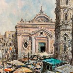 A. RADICE, Market Scene in Naples (Piazza del Carmine) - A. Radice (1913)