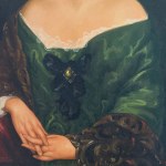 UNBEKANNTE UNTERSCHRIFT, Porträt einer Frau in elegantem Gewand