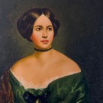 NIEZNANY SYGNATUR, portret kobiety w eleganckim stroju