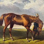 UNIDENTIFIED SIGNATURE, Eine Hofgestalt mit einem Pferd