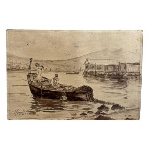 F.CURTI, Pescatori a Napoli - F. Curti