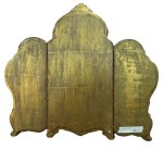 Trojstranné pozlátené a vyrezávané drevené zrkadlo