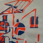 O. LEONARDI, Litografia raffigurante una stazione spaziale - O. Leonardi