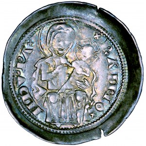 Włochy, Patriarchat Akwilejski, Rajmund della Torre (1273-1298), denaro con Beata Vergine, 1277, men. Akwileja