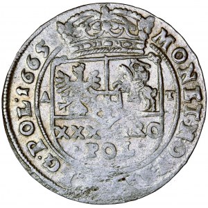 Polska, Jan Kazimierz, Korona, złoty (złotówka, tymf) 1665, men. Bydgoszcz, A. Tymf (Tuempe)