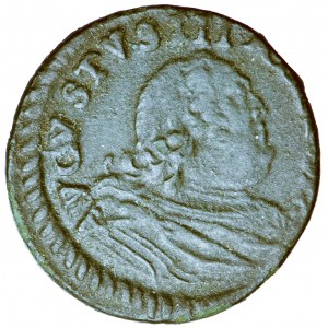 Polska (Saksonia), August III, Korona, szeląg miedziany 1753, men. Gubin