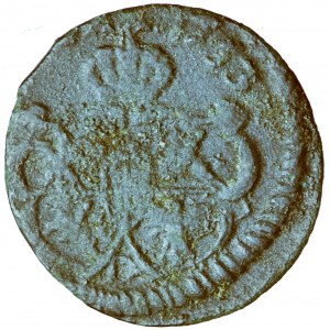 Polska (Saksonia), August III, Korona, szeląg miedziany 1753, men. Gubin