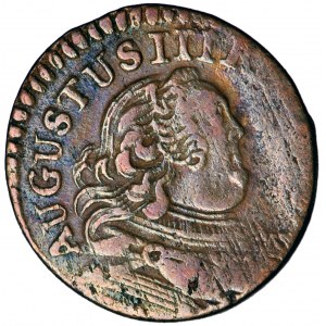 Polska (Saksonia), August III, Korona, szeląg miedziany 1754, men. Gubin