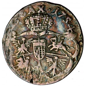 Polska (Saksonia), August III, Korona, szeląg miedziany 1754, men. Gubin